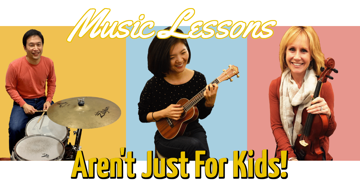 Adults taking music lessons